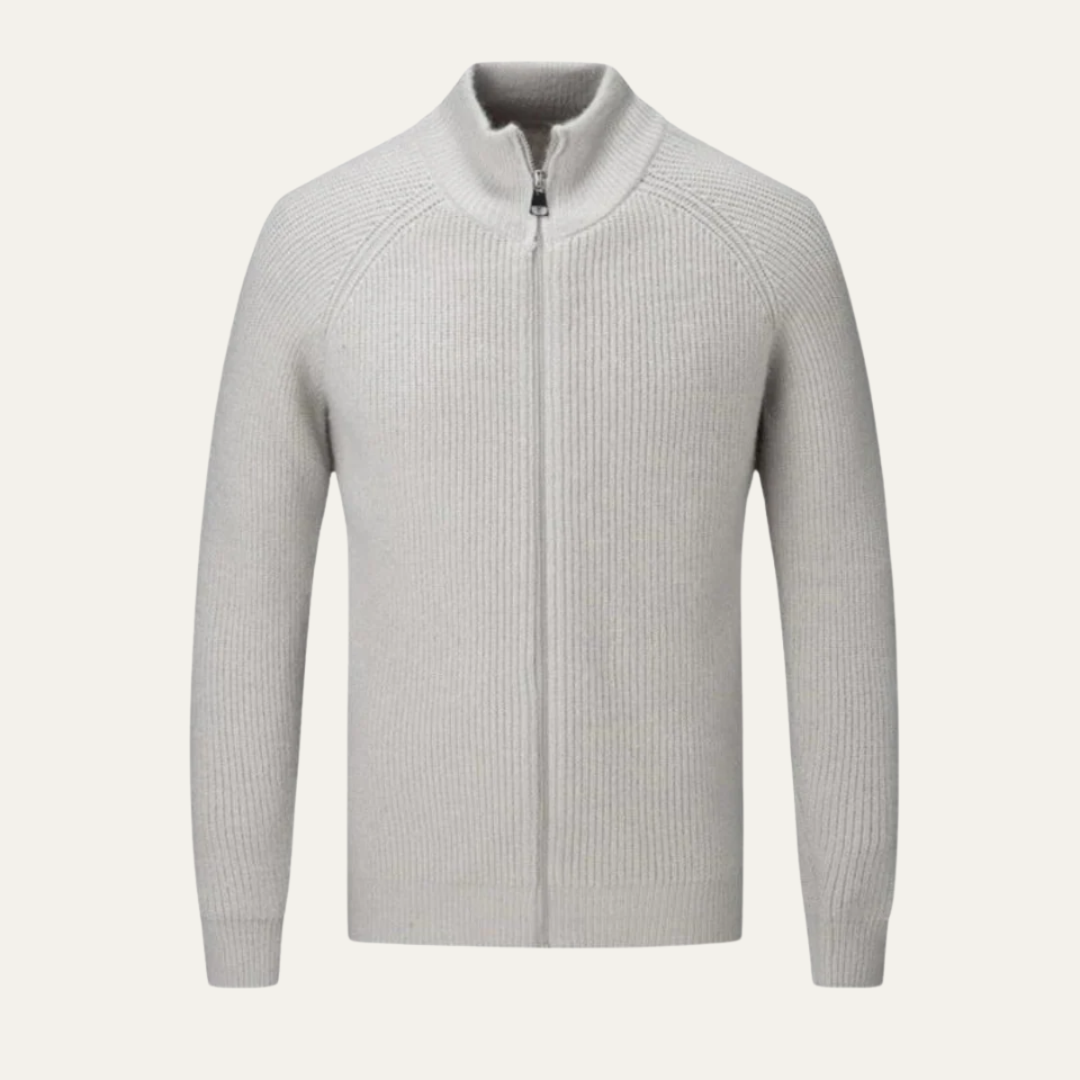 The Richmond - Cardigan Zippé Élégant en Laine Mérinos pour Homme