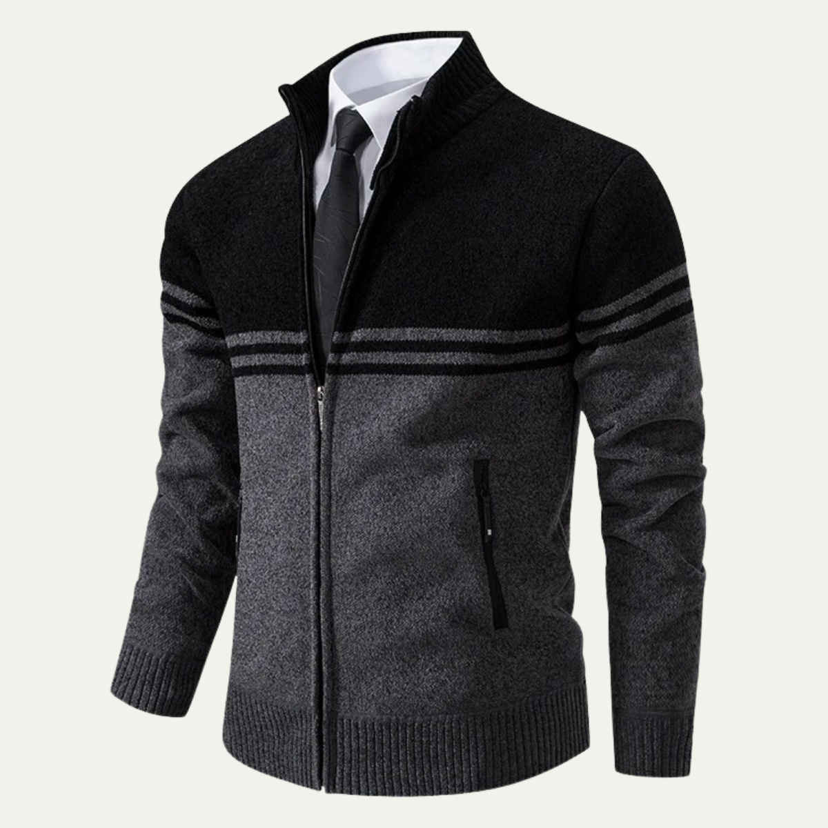 The Genova Gilet en Tricot à Rayures pour Homme, Épais et Doublé en Polaire