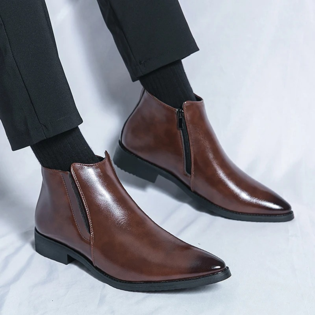 The Panarea - Bottes Chelsea Slip-On en Cuir Classiques pour Hommes