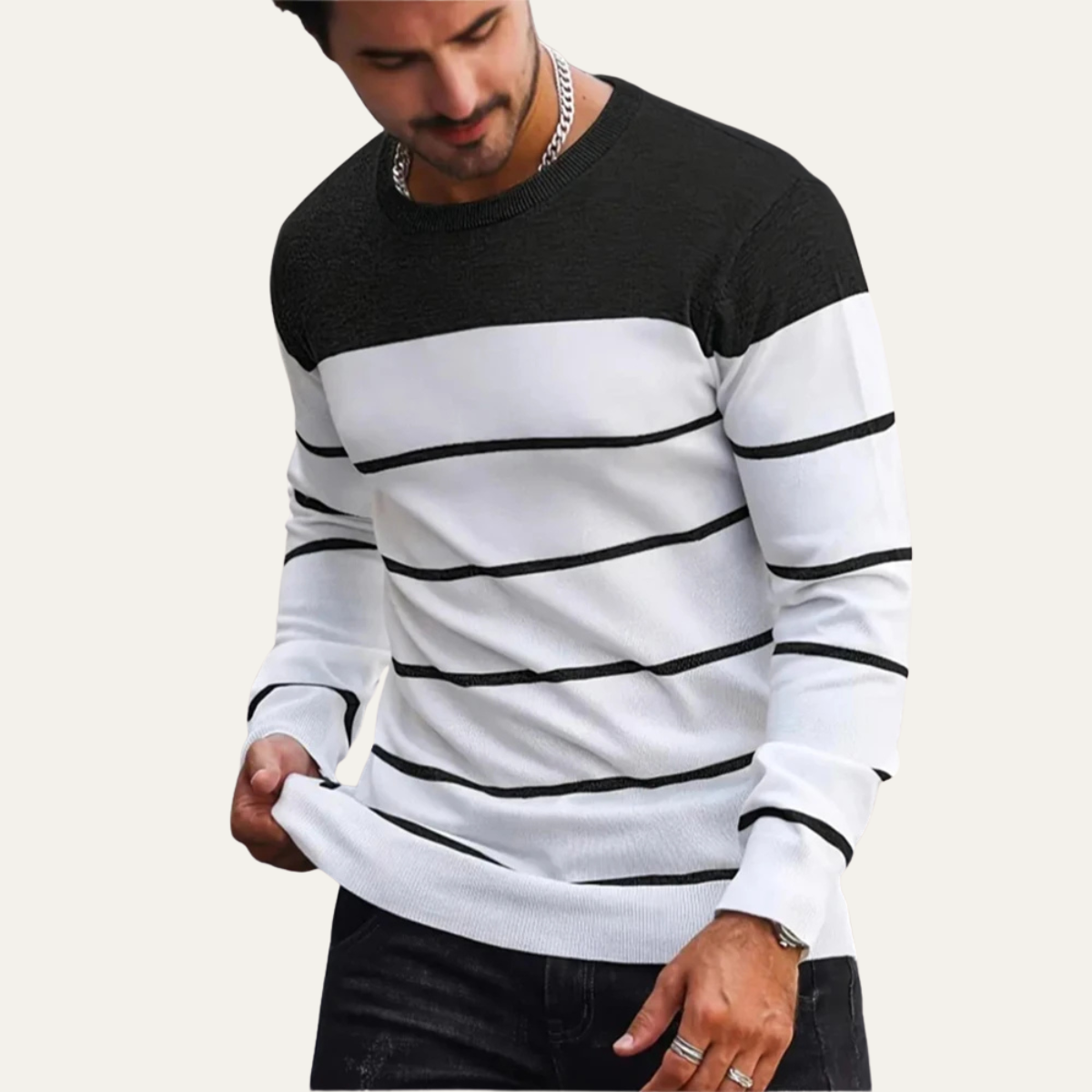 The Varenna – Pull homme rayé col rond