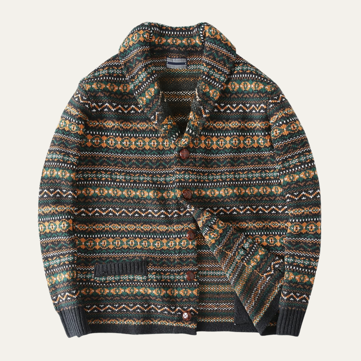 The Isola Bella - Cardigan d'hiver vintage en laine nordique pour homme