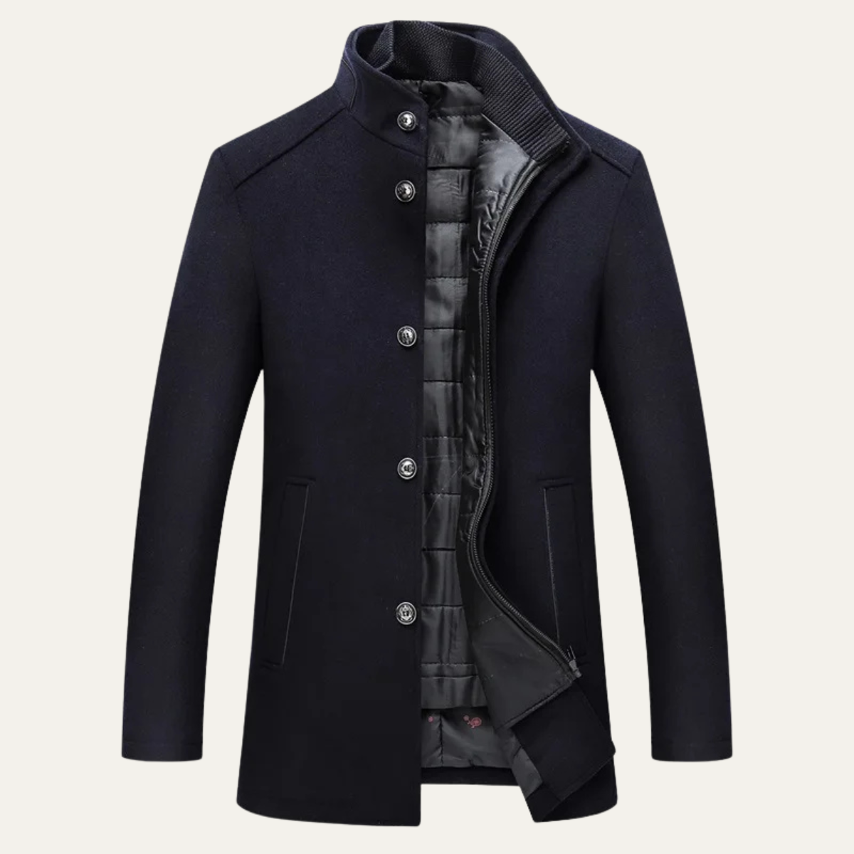 The Aldeburgh - Manteau pour homme en laine mélangée boutonné avec doublure chaude