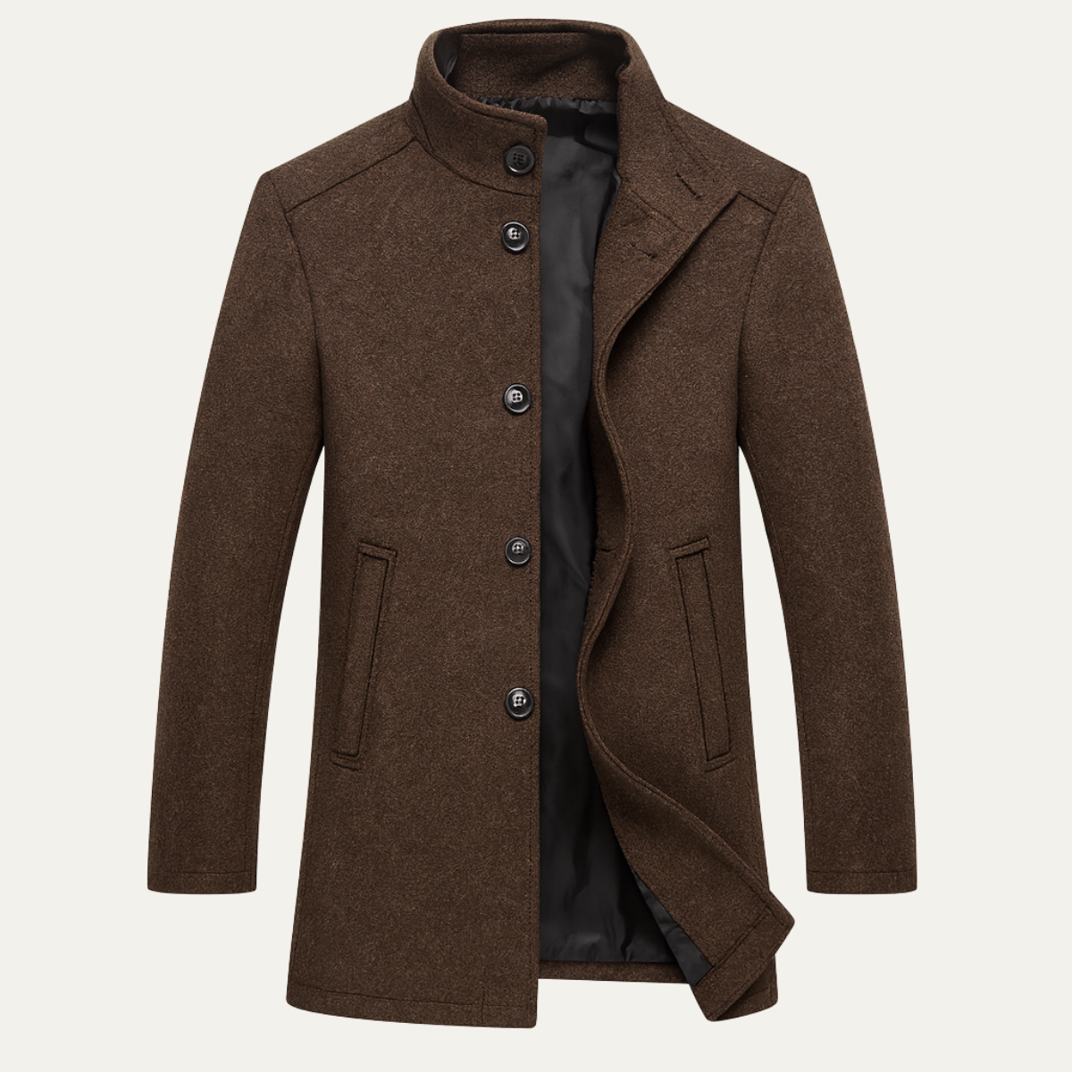 The Aldeburgh - Manteau pour homme en laine mélangée boutonné avec doublure chaude
