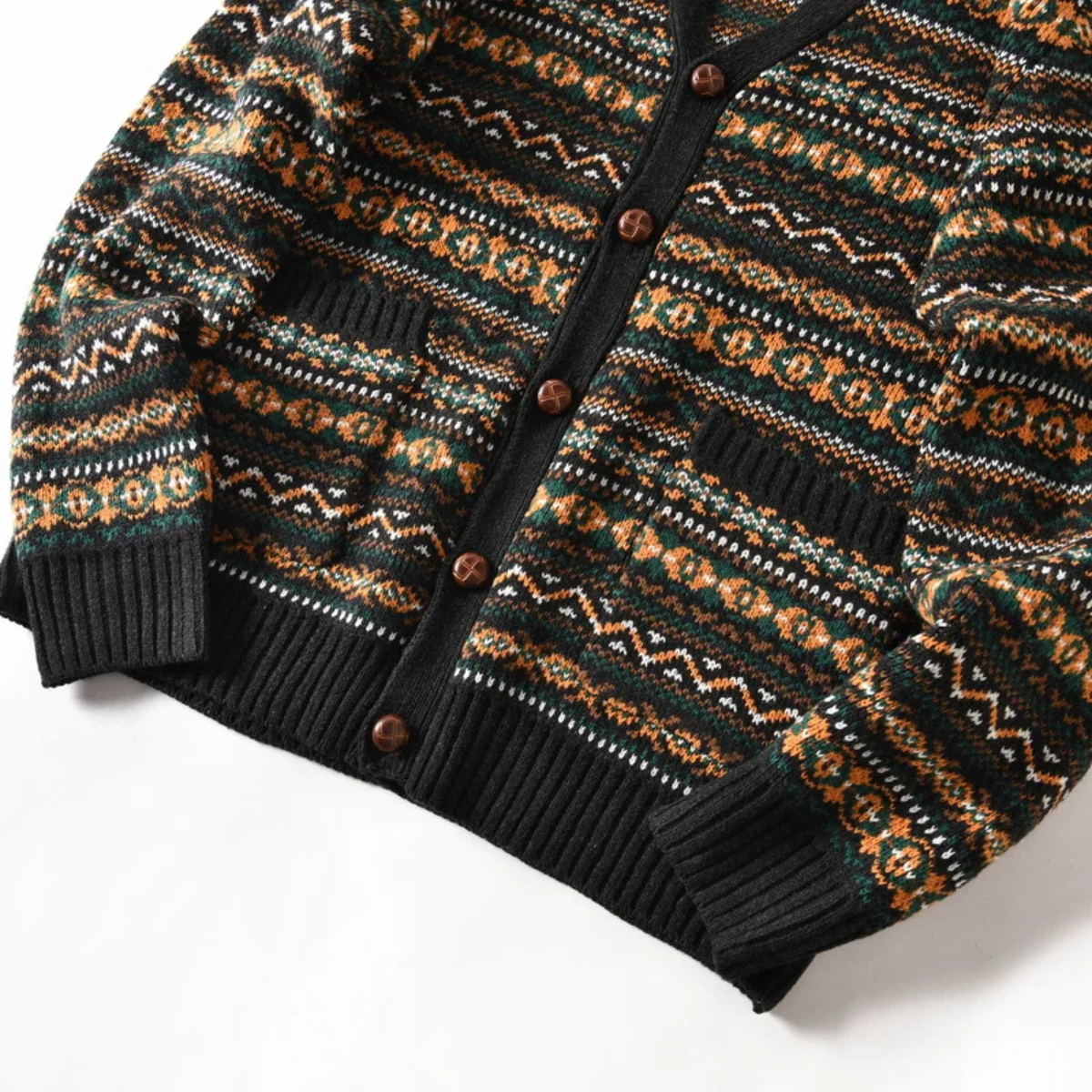 The Monopoli - Cardigan à Boutons à Motif Rétro Nordique pour Hommes