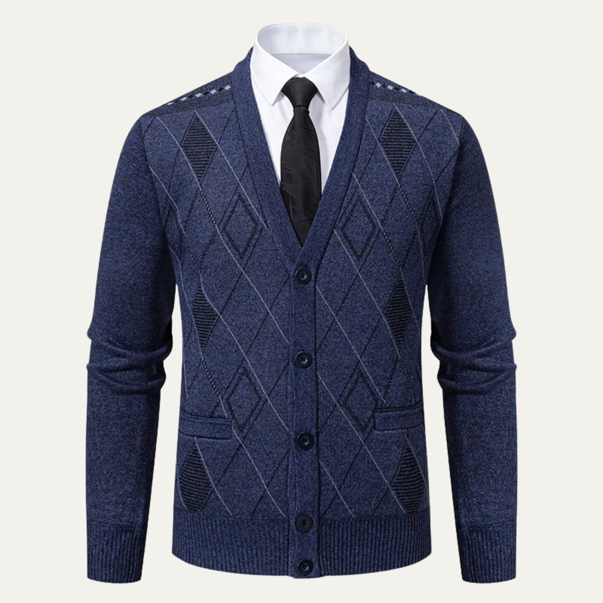 The Rosendale - Cardigan Tricoté à Boutons en V pour Hommes