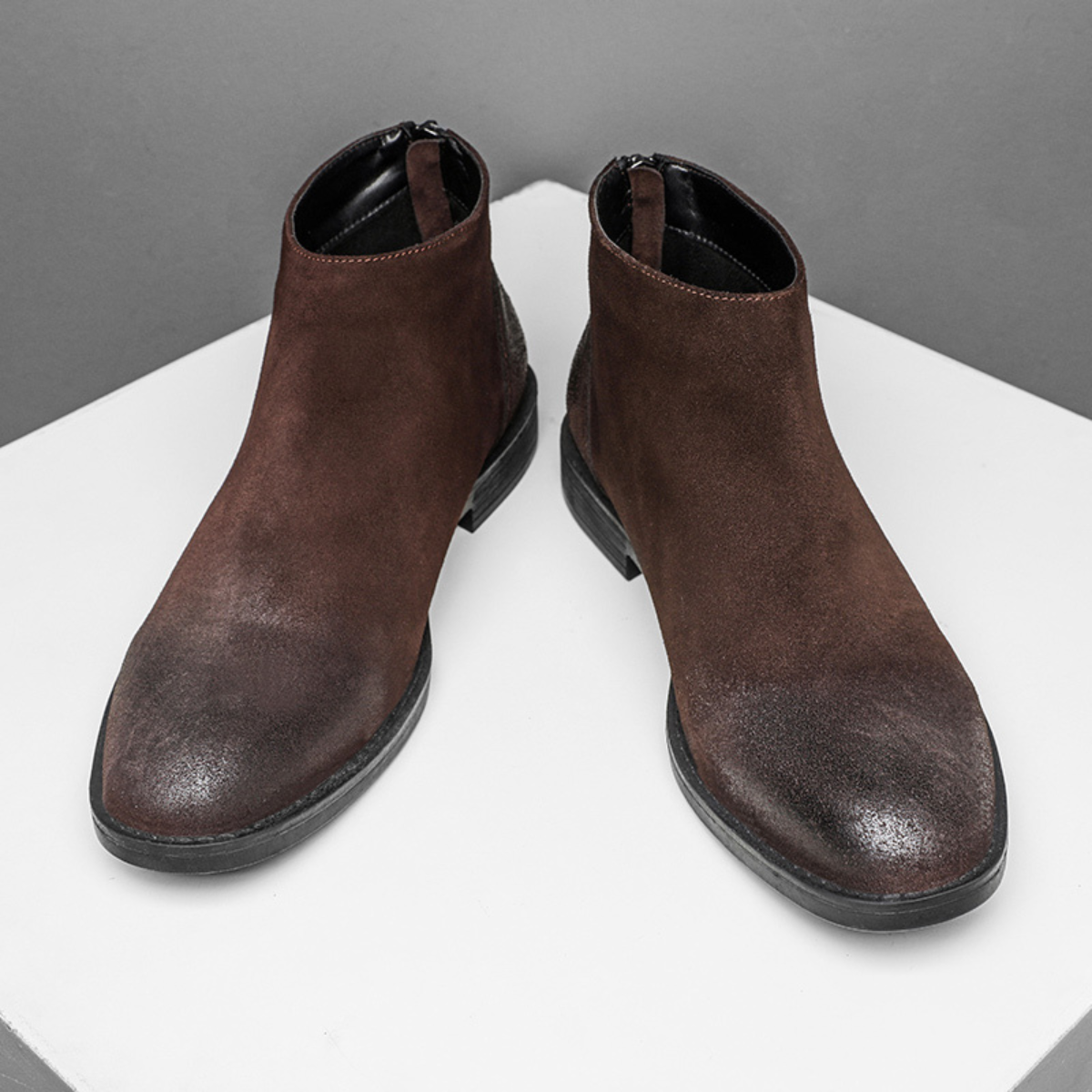 The Vicenza - Bottines en cuir suédé pour homme avec fermeture à glissière