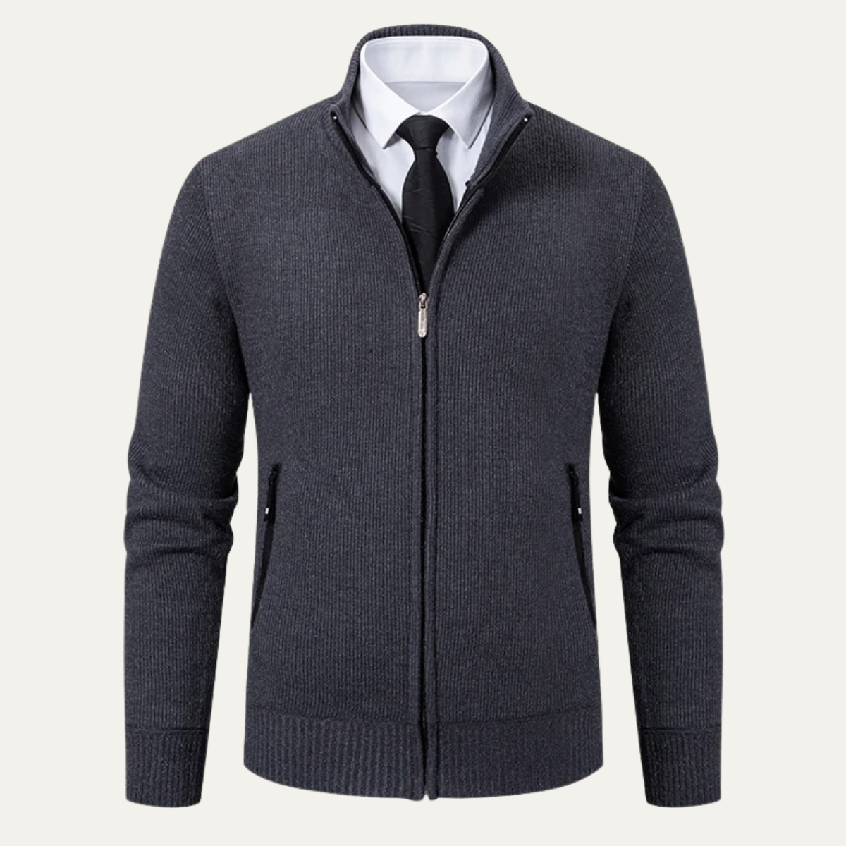 The Inverness – Cardigan Zippé Col Montant pour Homme