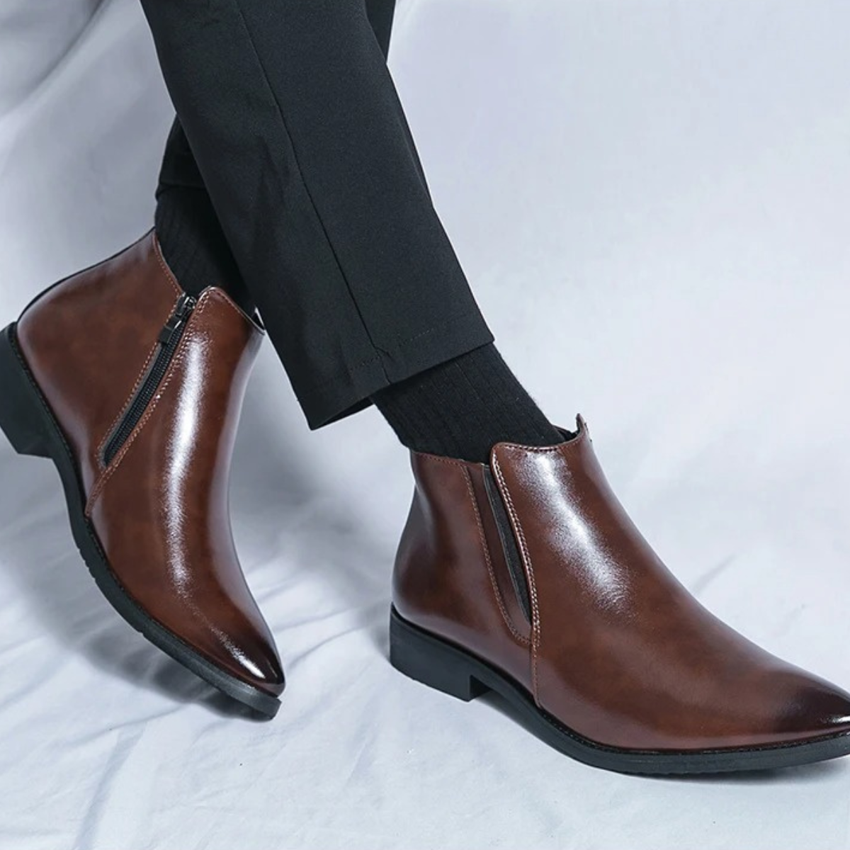 The Panarea Bottines Chelsea Classiques en Cuir à Enfiler pour Homme