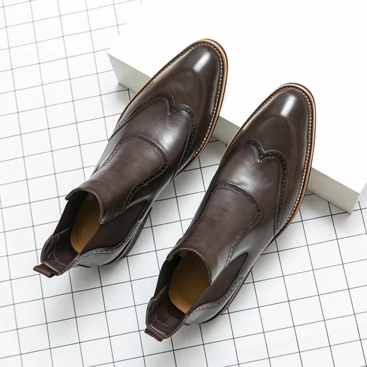 The Gravedona - Bottes de Costume Chelsea en Cuir Brogue pour Hommes