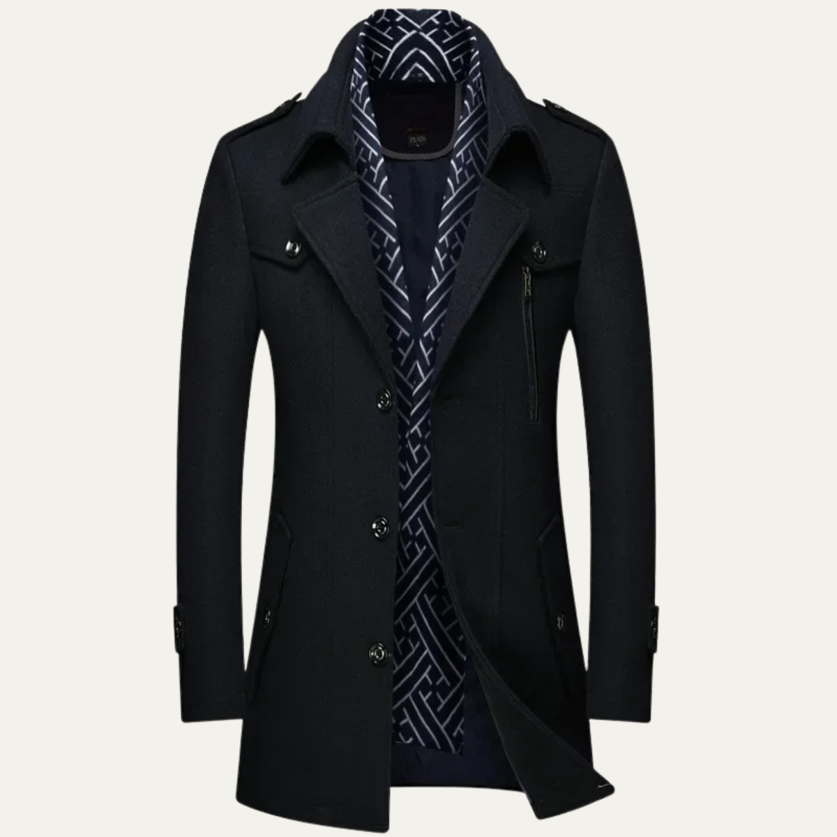 The Siena - Manteau long pour homme en laine mélangée avec col à revers
