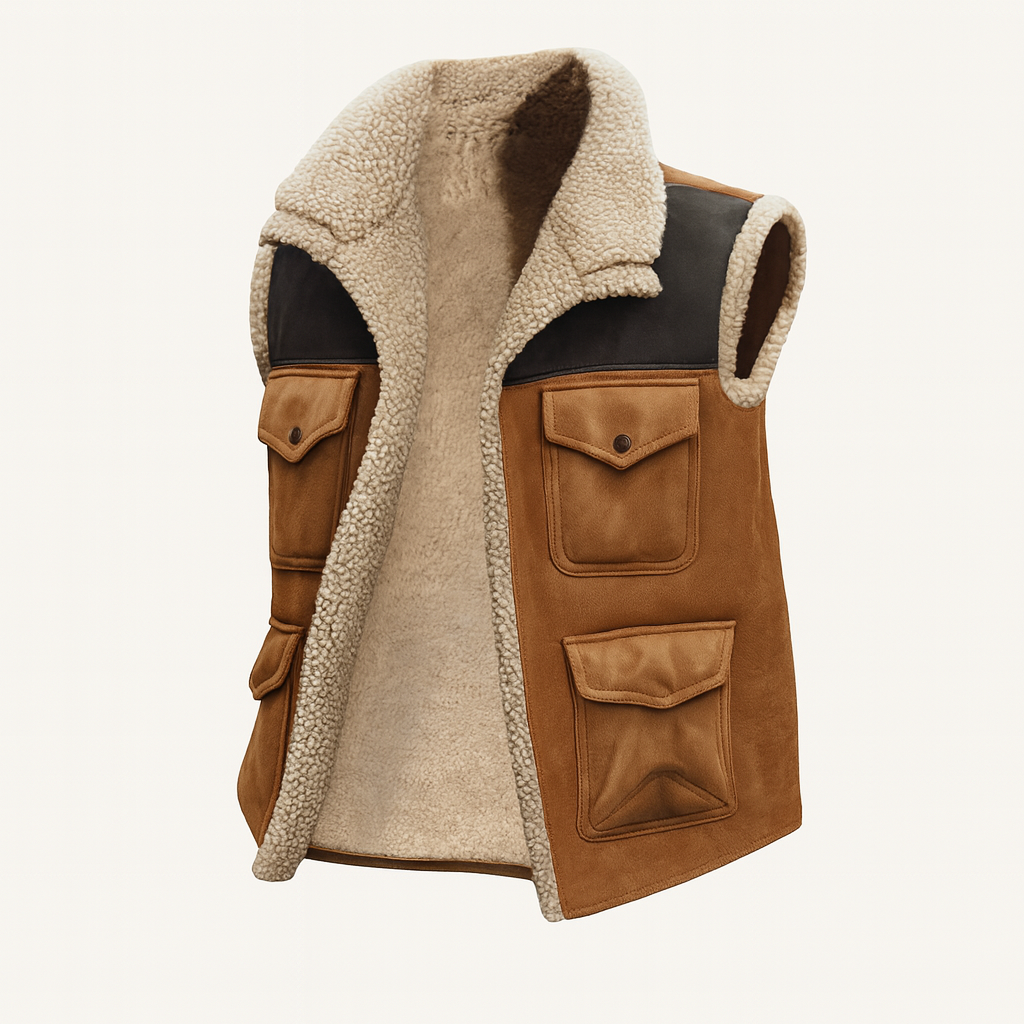 The Rhyl – Gilet Sherpa Homme Sans Manches Suédine Chaud