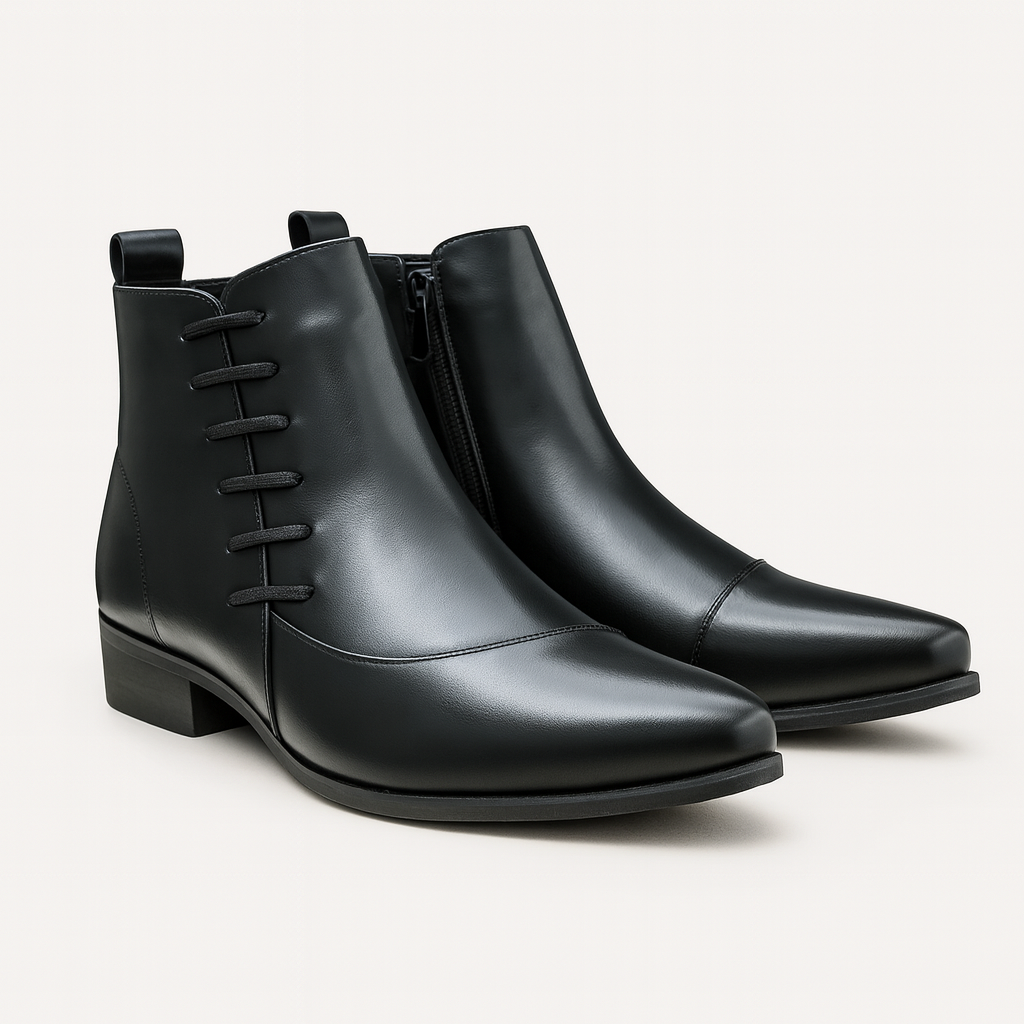 The Paisley Bottines Chelsea modernes en cuir poli pour hommes, à lacets