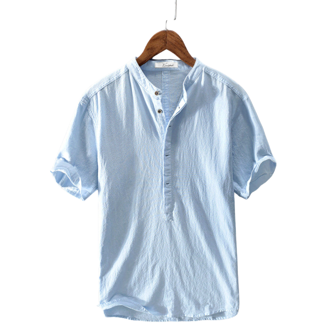 The Lazise Chemise Henley en Lin pour Homme – Haut Décontracté à Manches Courtes