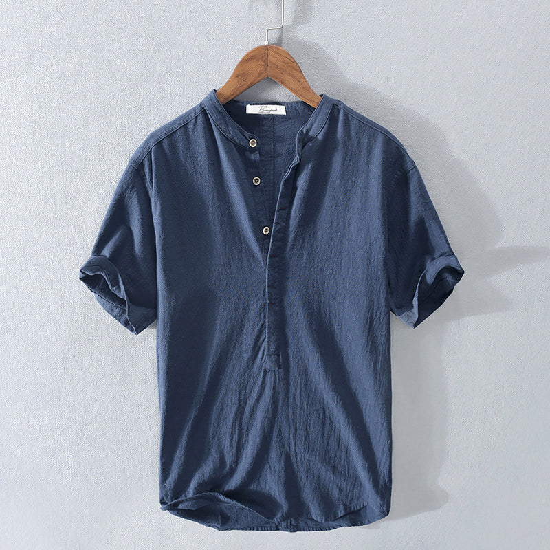 The Lazise Chemise Henley en Lin pour Homme – Haut Décontracté à Manches Courtes