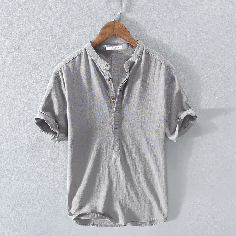 The Lazise Chemise Henley en Lin pour Homme – Haut Décontracté à Manches Courtes