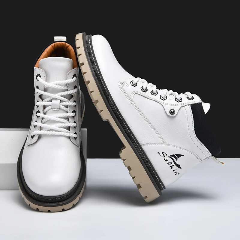 The Sandbanks Bottes en cuir pour hommes – Bottes de travail décontractées à lacets