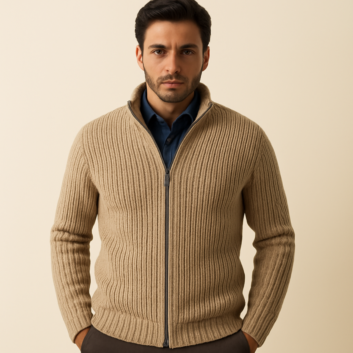 The Windsor - Cardigan élégant à fermeture éclair pour homme