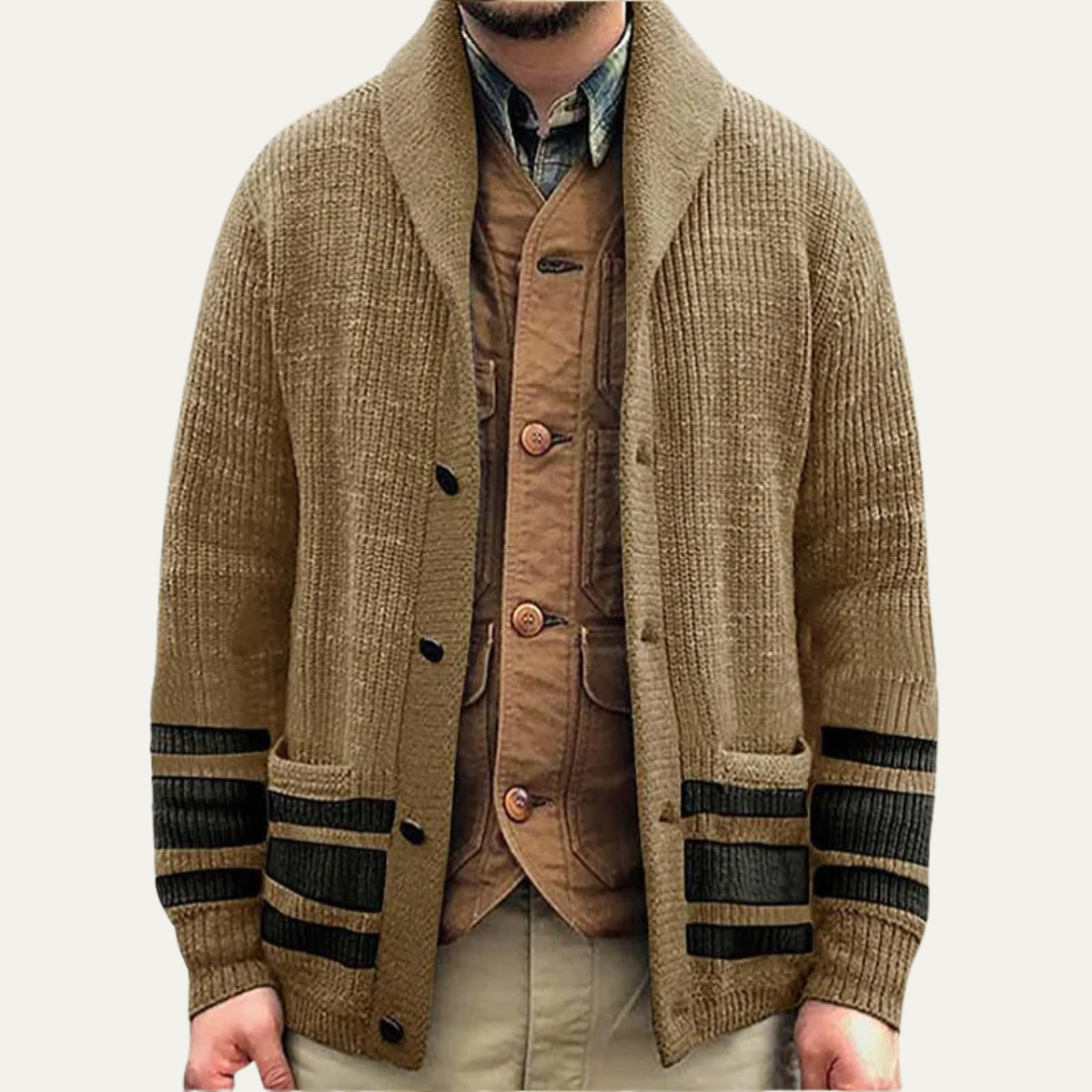 The Ashwick - Cardigan pour homme à col châle en maille épaisse