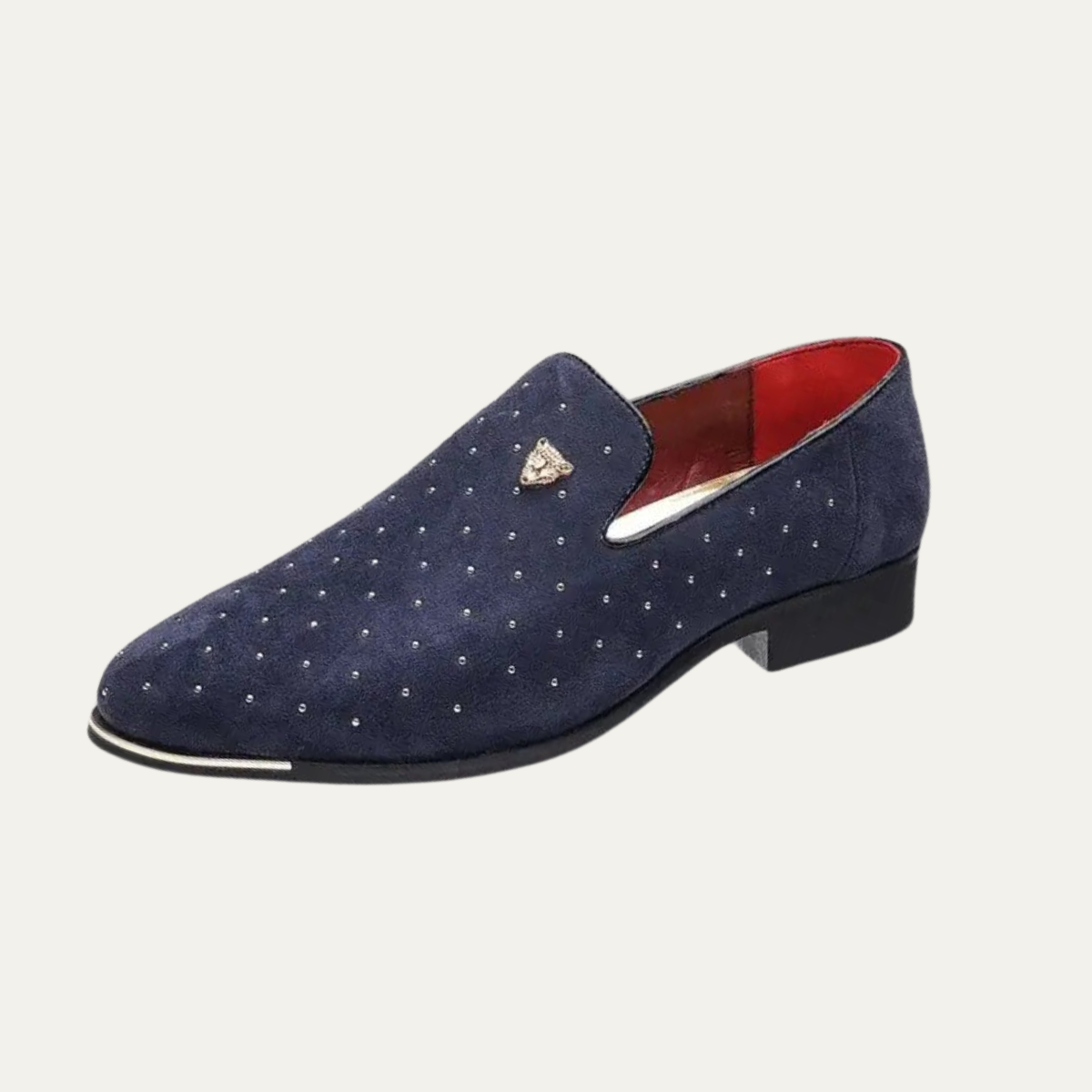The Abingdon - Mocassins en daim bleu marine pour homme avec détails cloutés