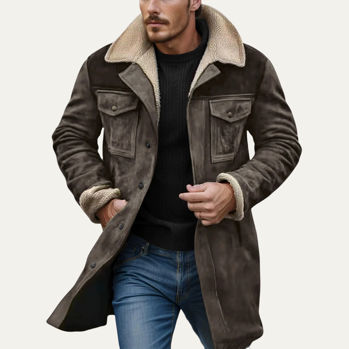 The Crestview - Veste d'Hiver Vintage en Shearling pour Homme