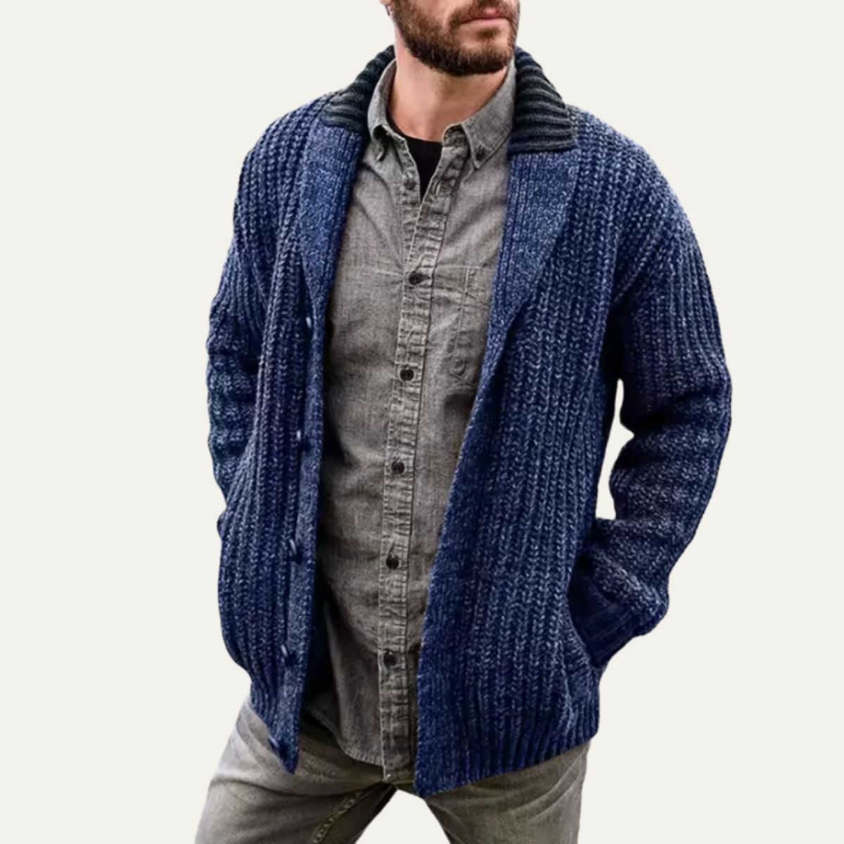 The Siracusa - Cardigan à col châle en maille épaisse pour homme