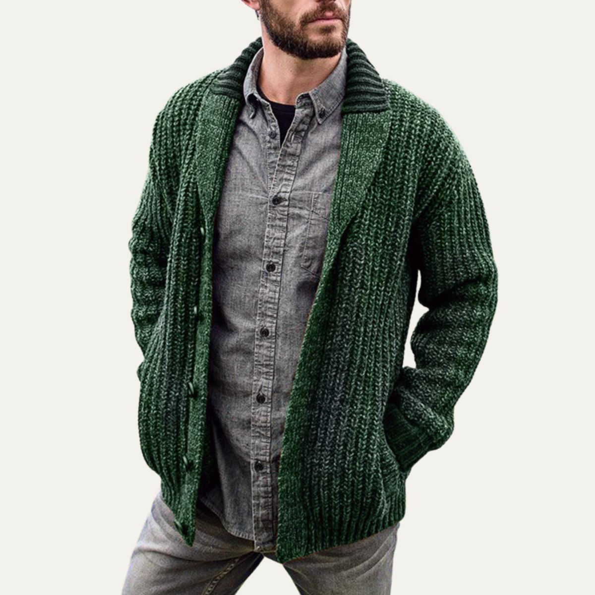 The Siracusa - Cardigan à col châle en maille épaisse pour homme