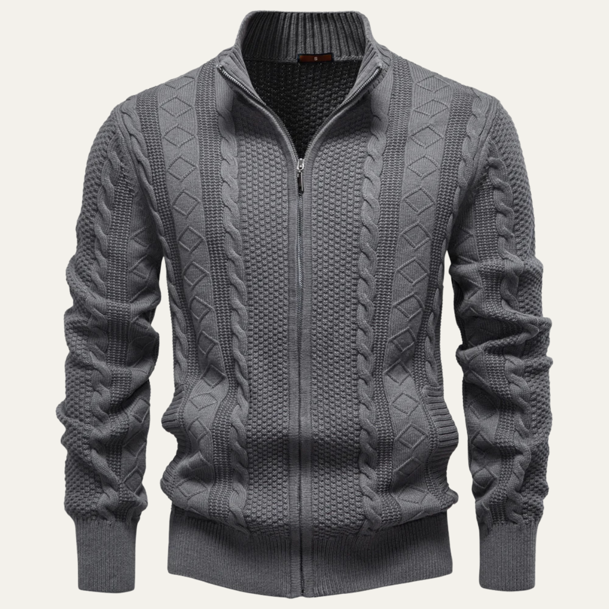 The Bolsena - Cardigan zippé slim fit en maille torsadée pour homme