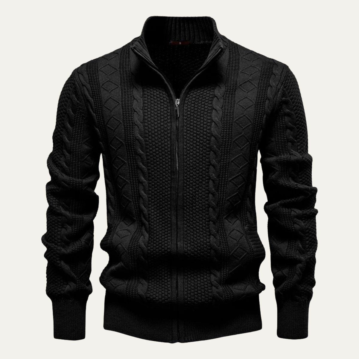 The Bolsena - Cardigan zippé slim fit en maille torsadée pour homme