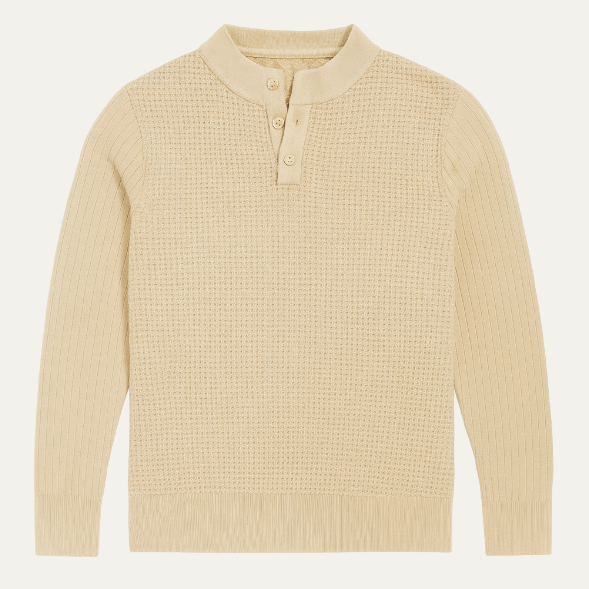 The Portofino - Pull Henley texturé en maille décontracté pour homme