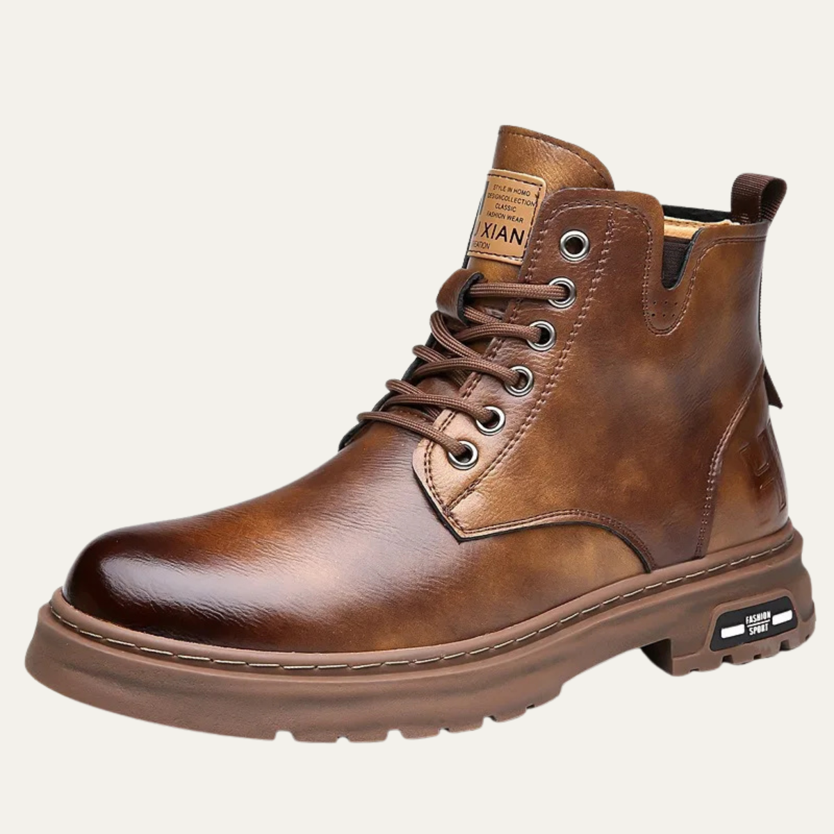 The Cambridge Bottines de Travail en Cuir à Lacets pour Homme