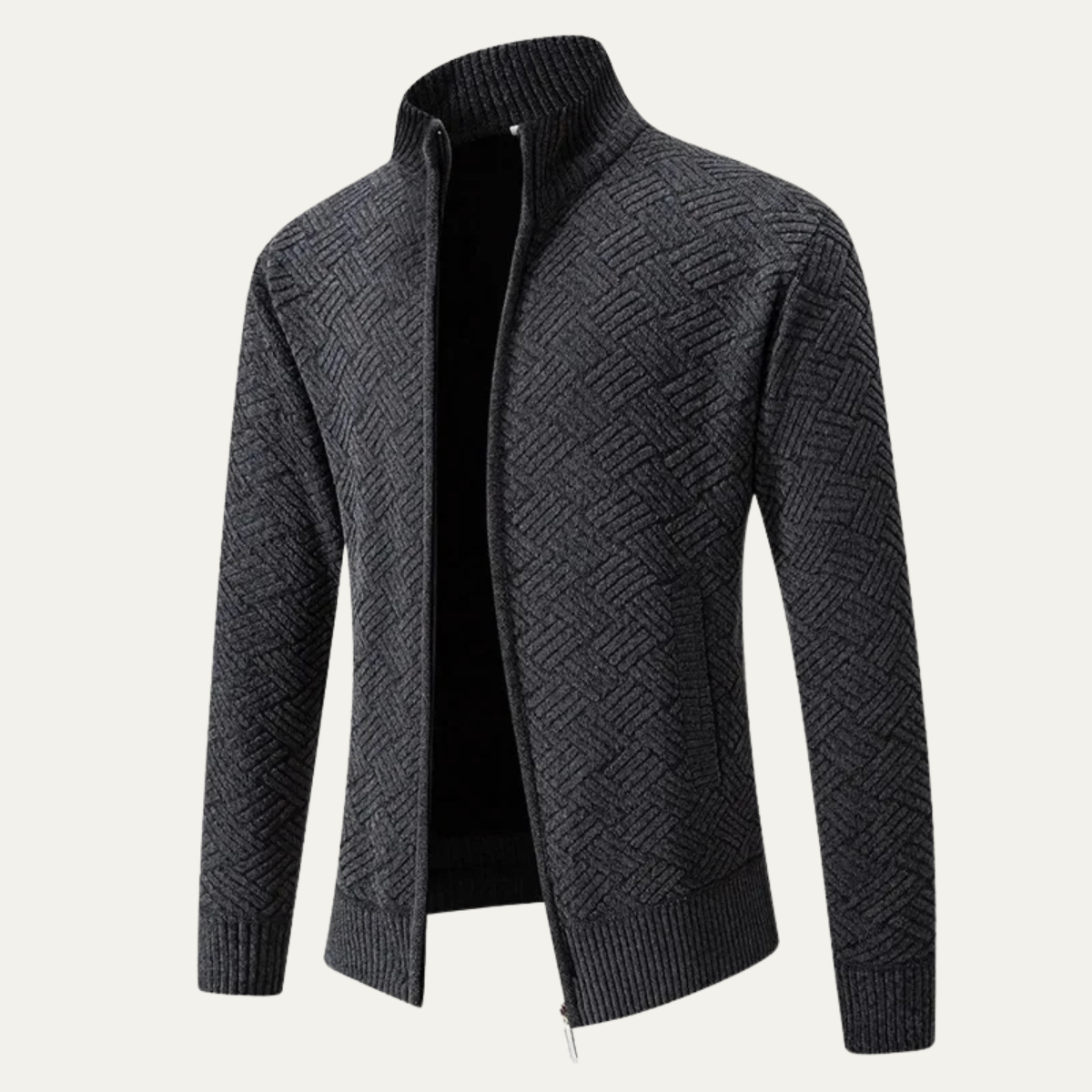 The Tropea – Cardigan Zippé à Motifs Tressés Homme