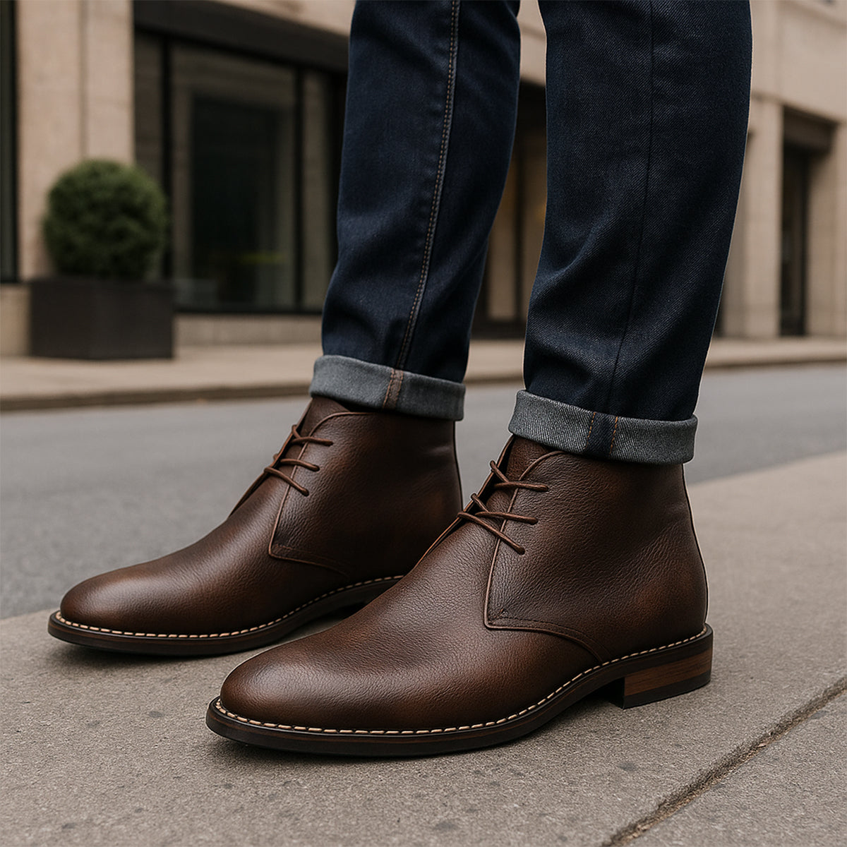 The Crosby Bottines en cuir à lacets pour hommes, style streetwear