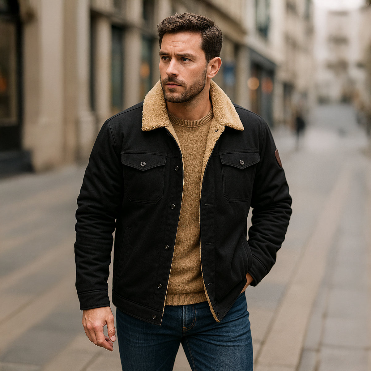 The York - Manteau d'Hiver en Fleece Doublé pour Hommes