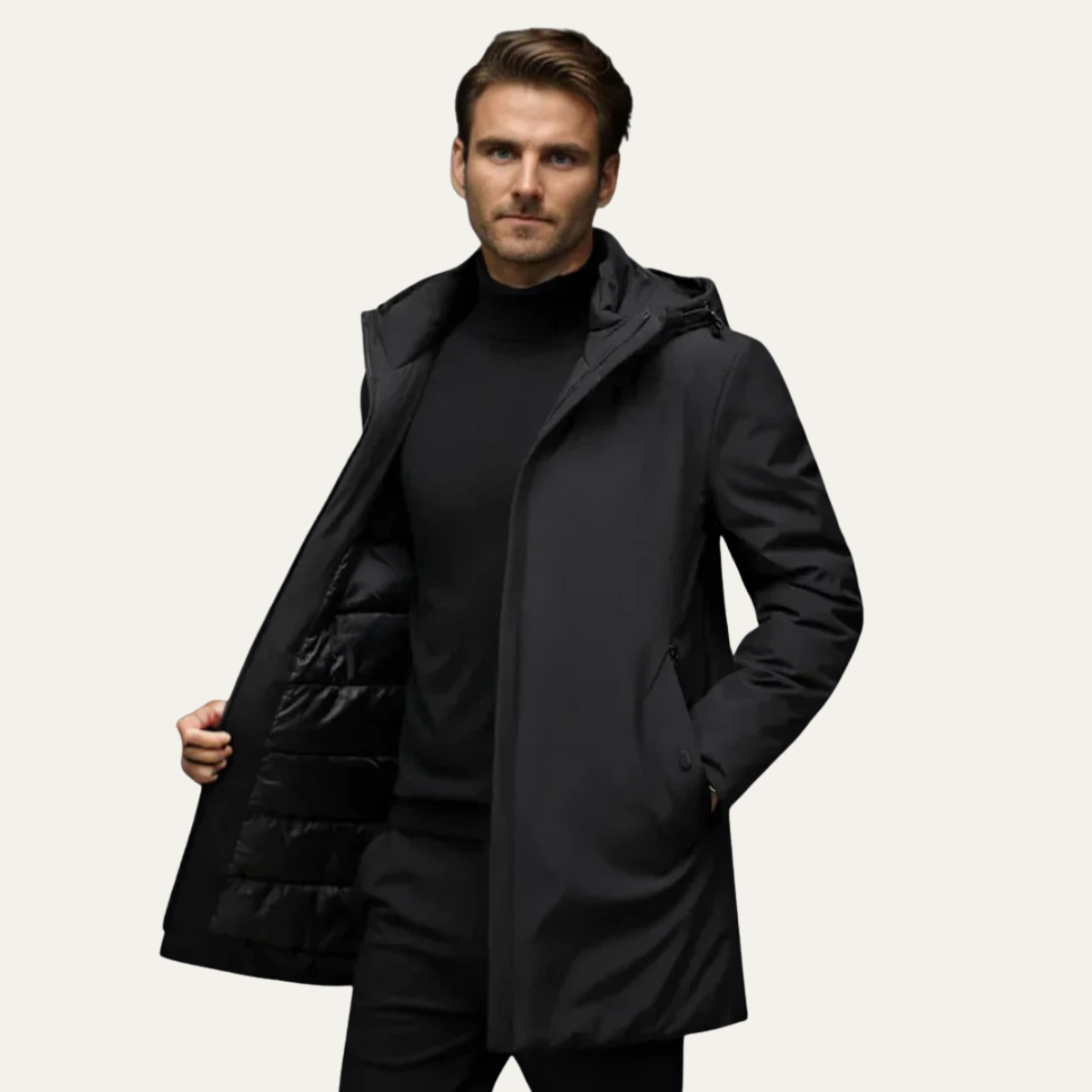 The Maybach - Manteau d'hiver imperméable pour homme avec capuche