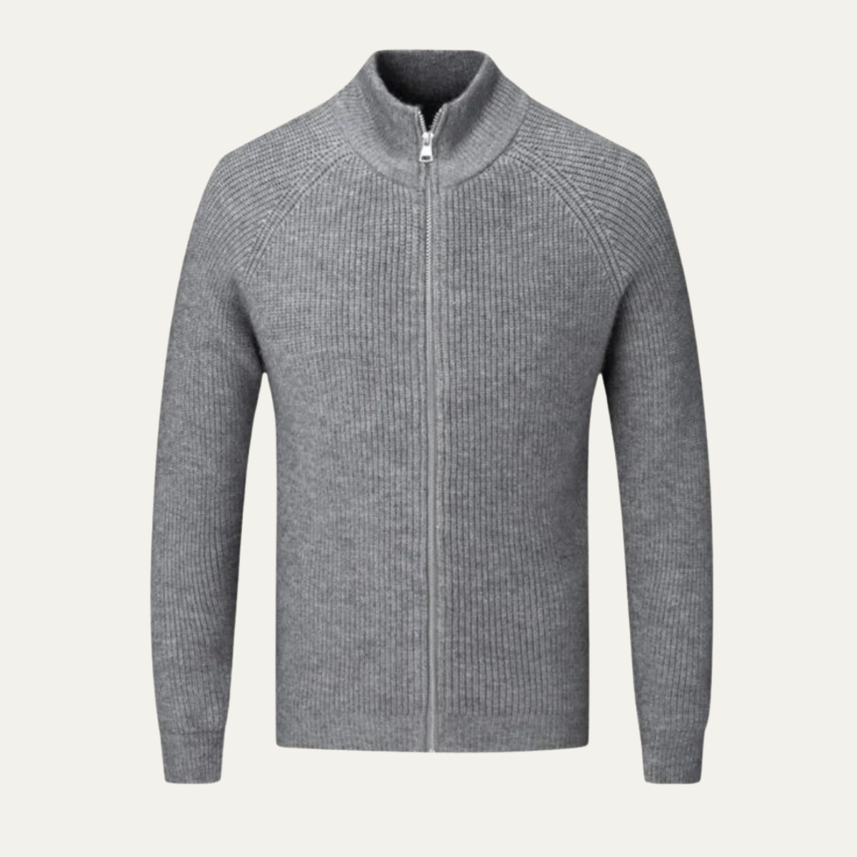 The Richmond - Cardigan Zippé Élégant en Laine Mérinos pour Homme