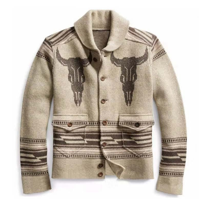 The Westbourne Cardigan tricoté homme vintage à revers, simple boutonnage
