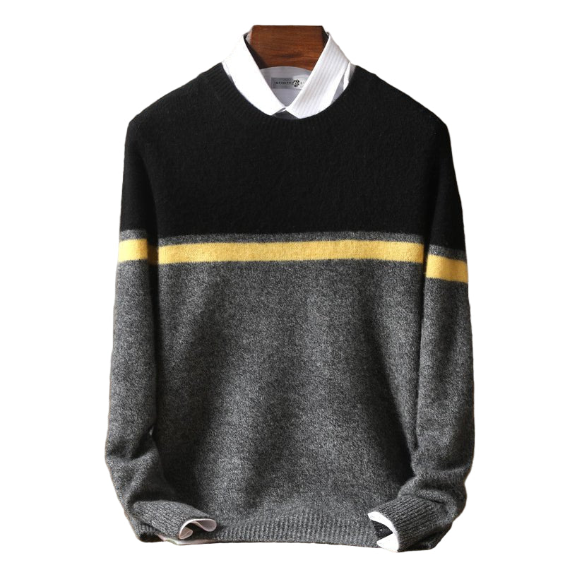 The Swindon Pull en maille color block pour homme – Pull à col rond doux