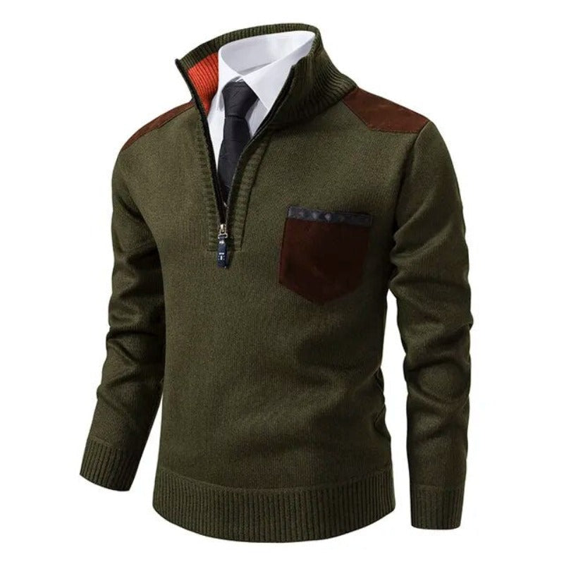 The Pienza Pull en maille chic décontracté pour homme à fermeture éclair quart de longueur