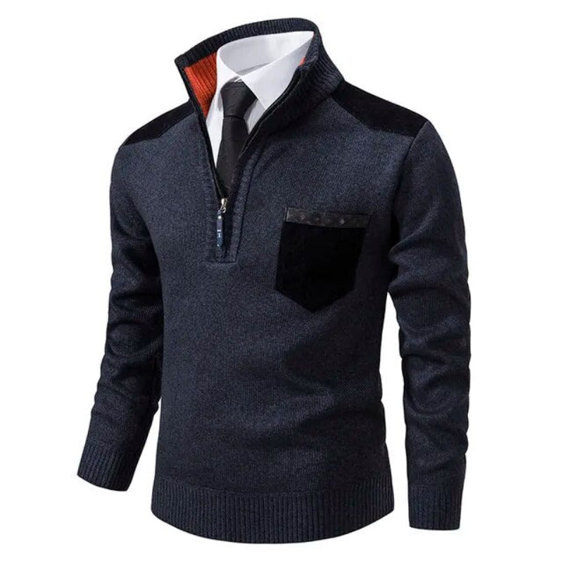 The Pienza Pull en maille chic décontracté pour homme à fermeture éclair quart de longueur