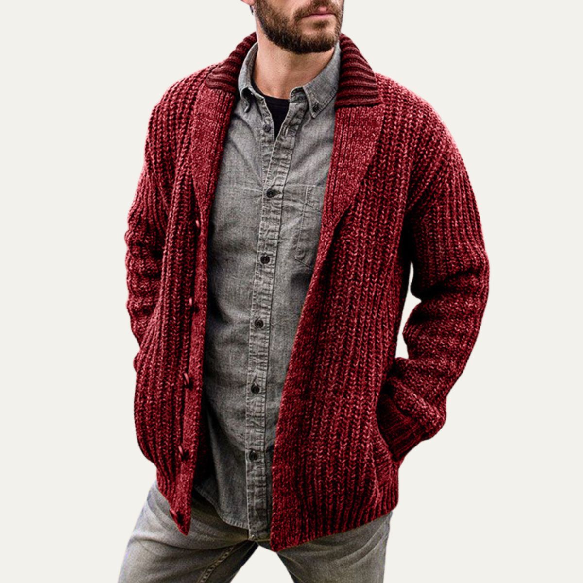 The Siracusa - Cardigan à col châle en maille épaisse pour homme