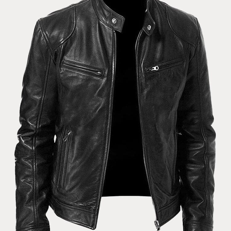 The Moltrasio Veste de moto classique en cuir avec fermeture éclair pour homme