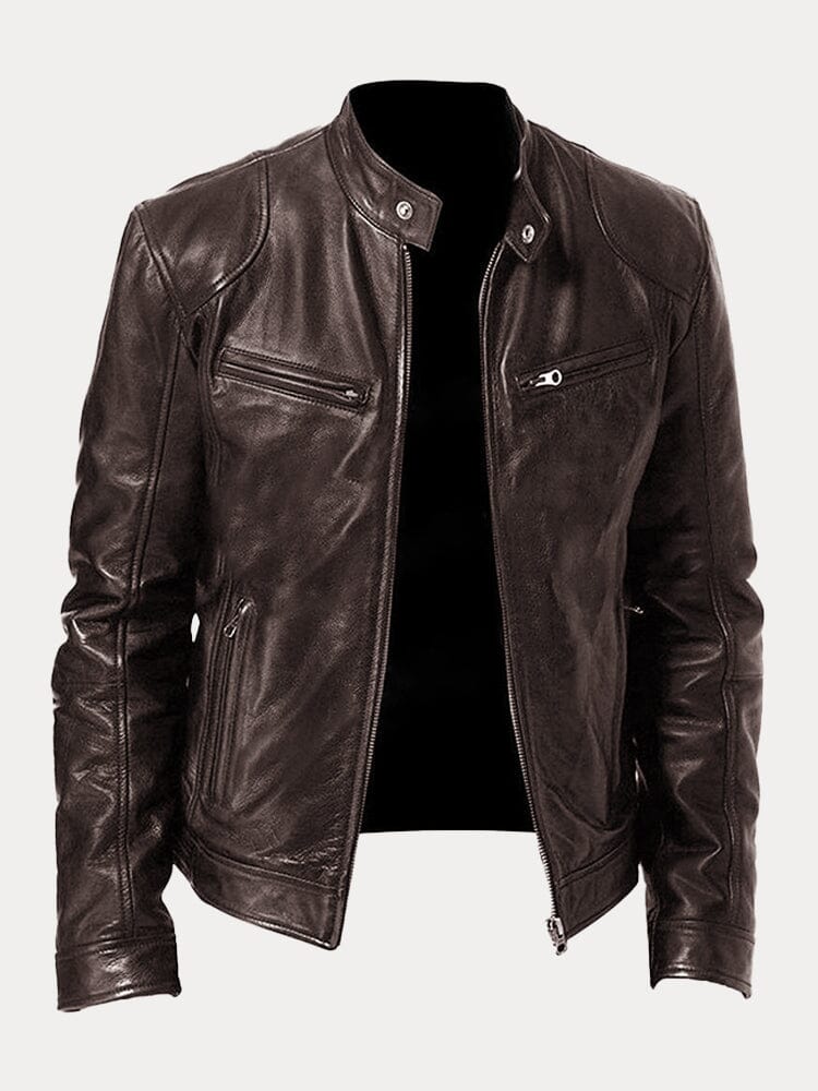 The Moltrasio Veste de moto classique en cuir avec fermeture éclair pour homme