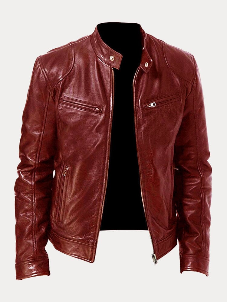 The Moltrasio Veste de moto classique en cuir avec fermeture éclair pour homme