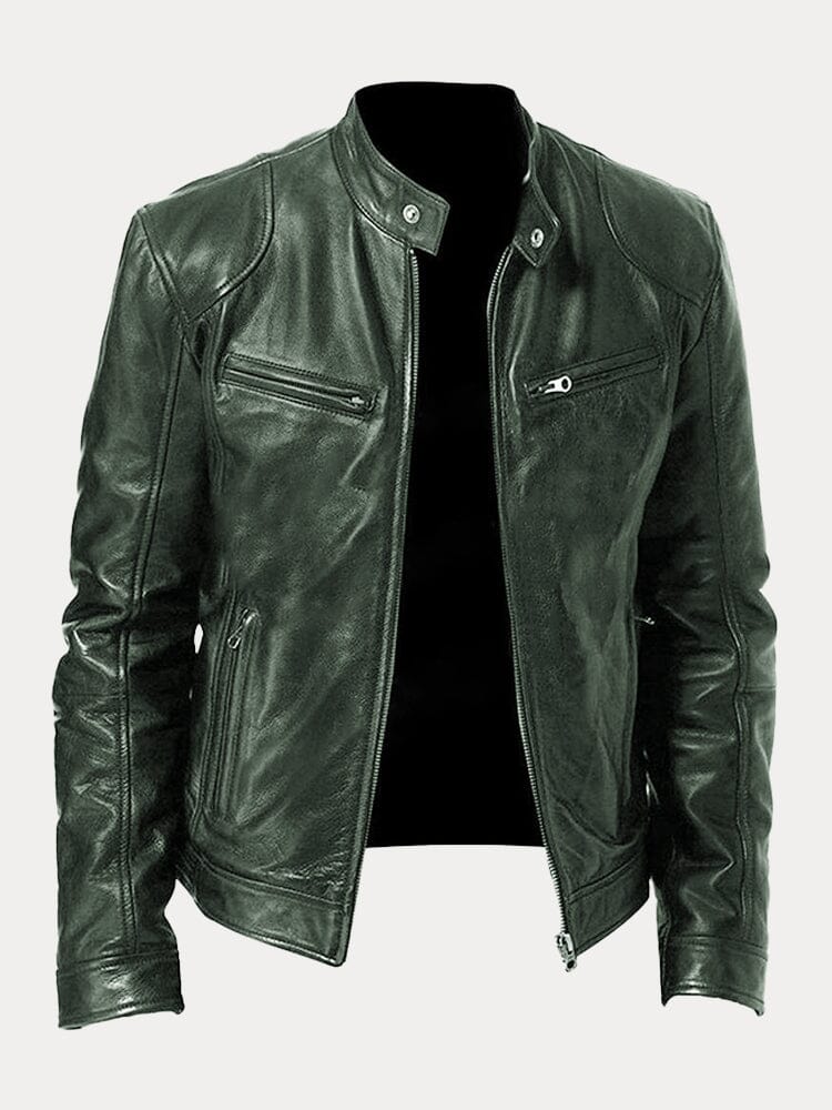 The Moltrasio Veste de moto classique en cuir avec fermeture éclair pour homme