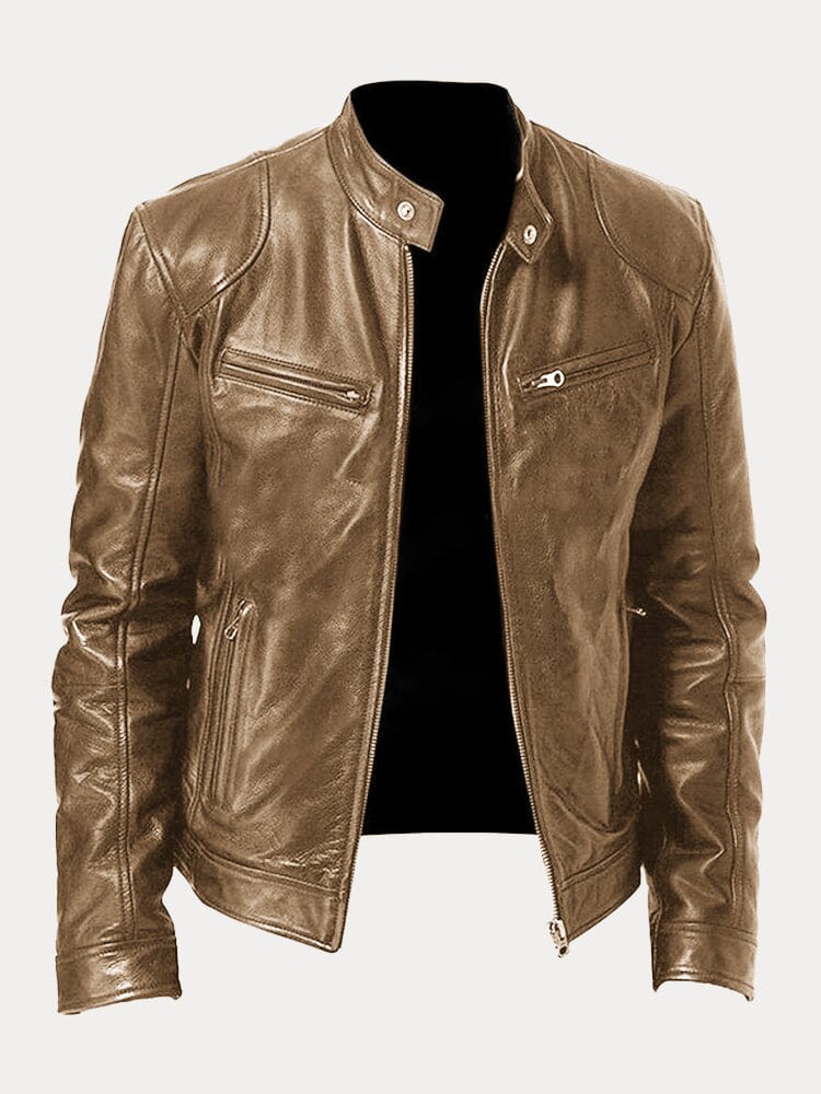 The Moltrasio Veste de moto classique en cuir avec fermeture éclair pour homme