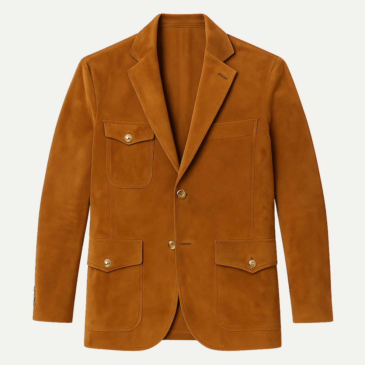 The Timberlake - Blazer rétro en daim beige pour homme avec poches