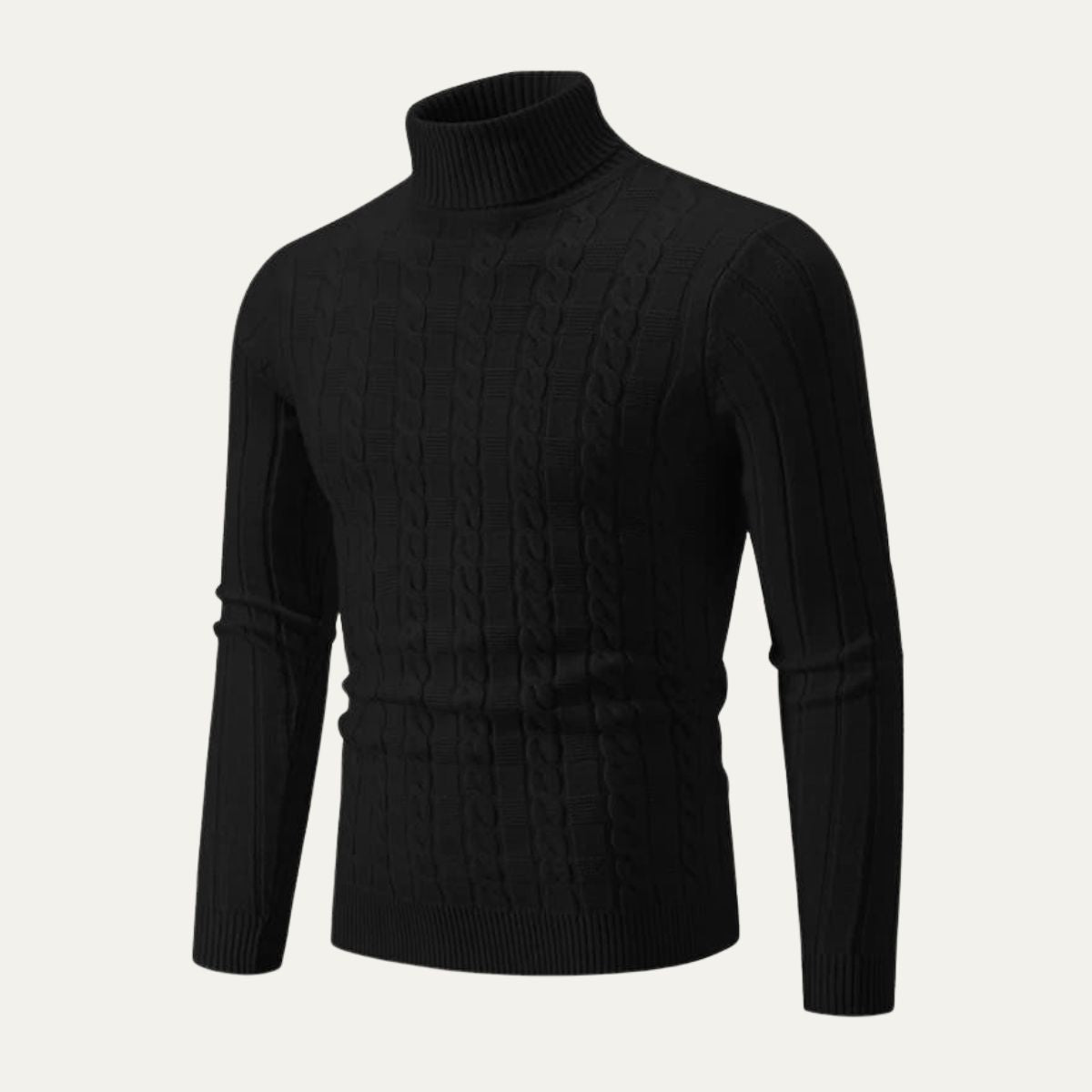 The Vercelli – Pull homme col roulé en maille torsadée