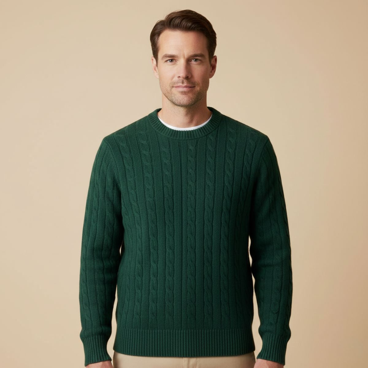 The Versailles - Pull Tricoté en Cachemire et Laine Mérinos pour Homme - Vert