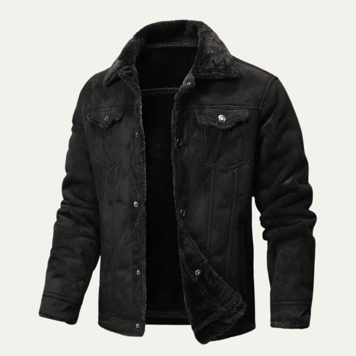 The Breuil - Veste en Cuir Biker en Laine de Mouton pour Homme
