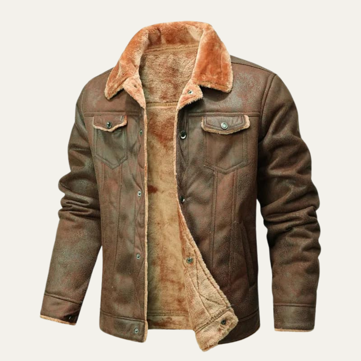 The Breuil - Veste en Cuir Biker en Laine de Mouton pour Homme